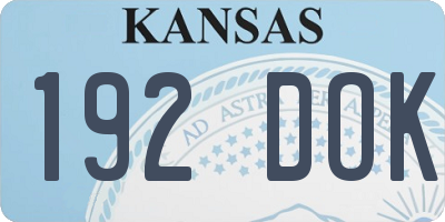 KS license plate 192DOK