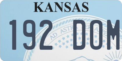 KS license plate 192DOM