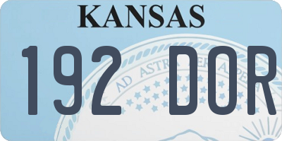 KS license plate 192DOR