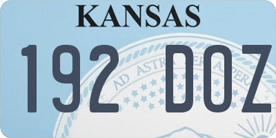 KS license plate 192DOZ