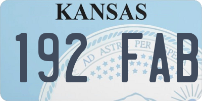 KS license plate 192FAB