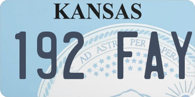 KS license plate 192FAY