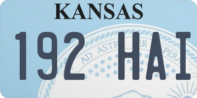 KS license plate 192HAI