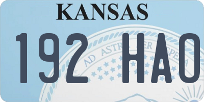 KS license plate 192HAO