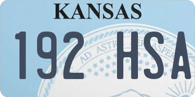 KS license plate 192HSA