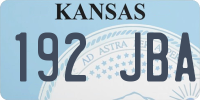 KS license plate 192JBA