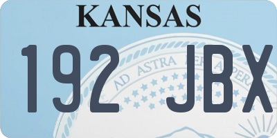 KS license plate 192JBX