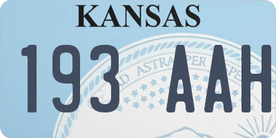 KS license plate 193AAH