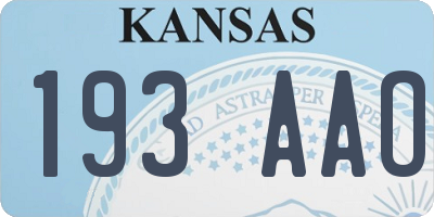 KS license plate 193AAO