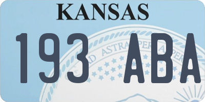 KS license plate 193ABA