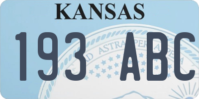 KS license plate 193ABC