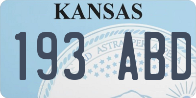 KS license plate 193ABD