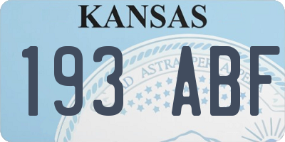 KS license plate 193ABF