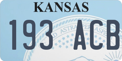 KS license plate 193ACB