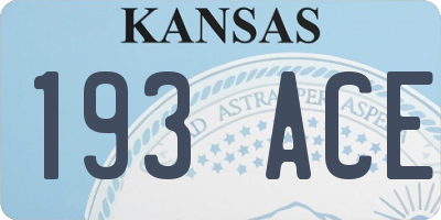 KS license plate 193ACE