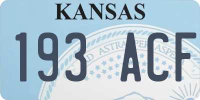 KS license plate 193ACF