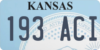 KS license plate 193ACI