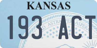 KS license plate 193ACT
