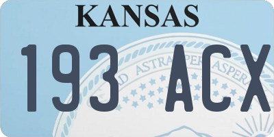 KS license plate 193ACX