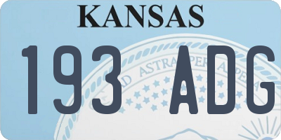 KS license plate 193ADG