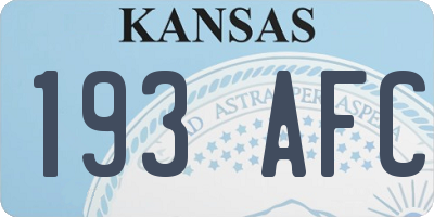 KS license plate 193AFC