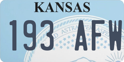 KS license plate 193AFW