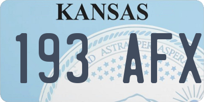 KS license plate 193AFX