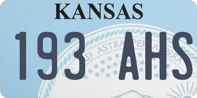 KS license plate 193AHS