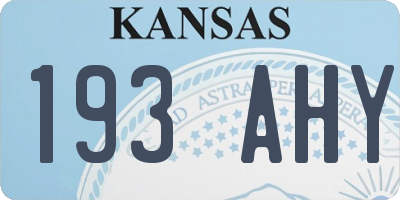 KS license plate 193AHY