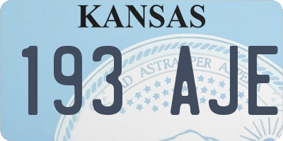KS license plate 193AJE