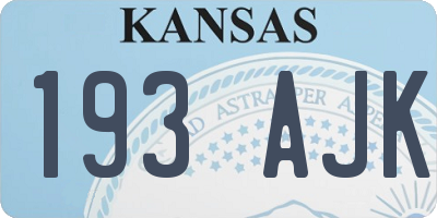 KS license plate 193AJK