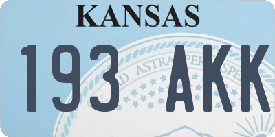 KS license plate 193AKK