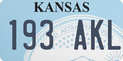 KS license plate 193AKL