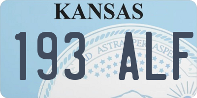 KS license plate 193ALF