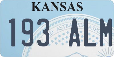 KS license plate 193ALM