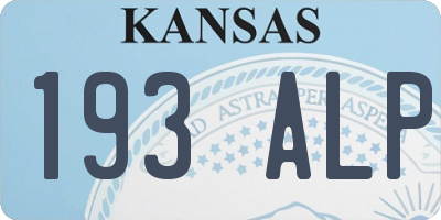 KS license plate 193ALP