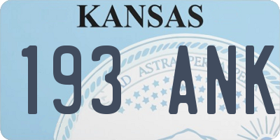 KS license plate 193ANK