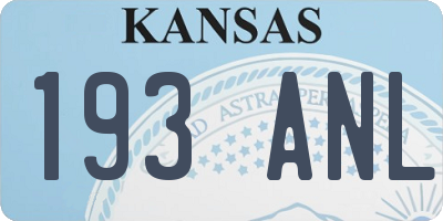 KS license plate 193ANL