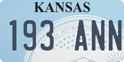 KS license plate 193ANN
