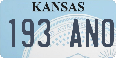KS license plate 193ANO