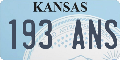 KS license plate 193ANS