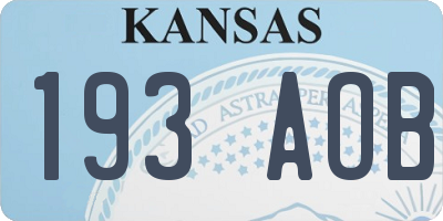 KS license plate 193AOB