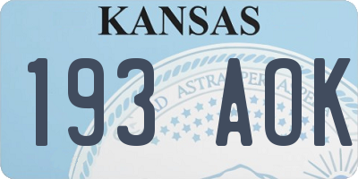 KS license plate 193AOK