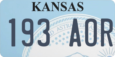 KS license plate 193AOR