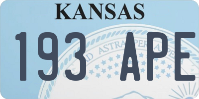 KS license plate 193APE