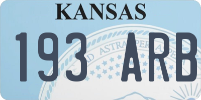 KS license plate 193ARB