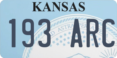 KS license plate 193ARC