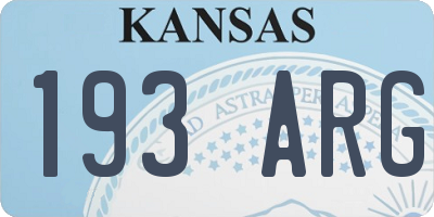 KS license plate 193ARG