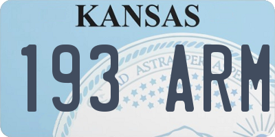 KS license plate 193ARM