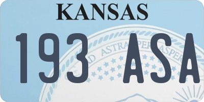 KS license plate 193ASA